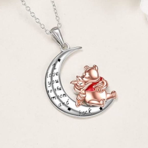 Winnie the Pooh and Piglet I Love You to the Moon and Back Necklace - Picture 3 of 6